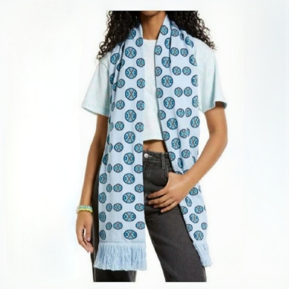 Cross Colours chunky Knit Scarf Blue - Picture 1 of 2